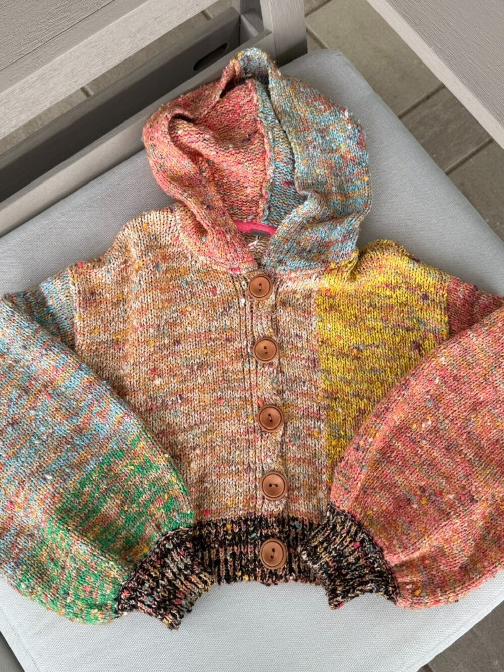 Free People Vibe Check Hooded Cardigan Sweater Multicolor Small